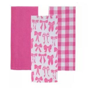 Pink Bow Dish Towel Set